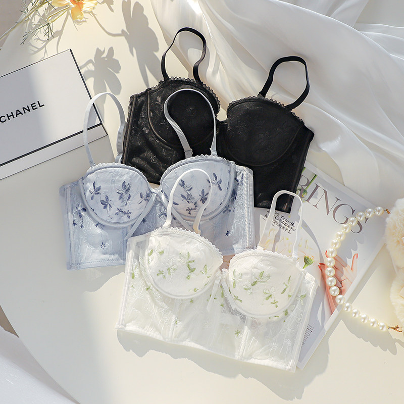 夏季大胸显小软钢圈收副乳少女胸罩 嫦香诗文胸