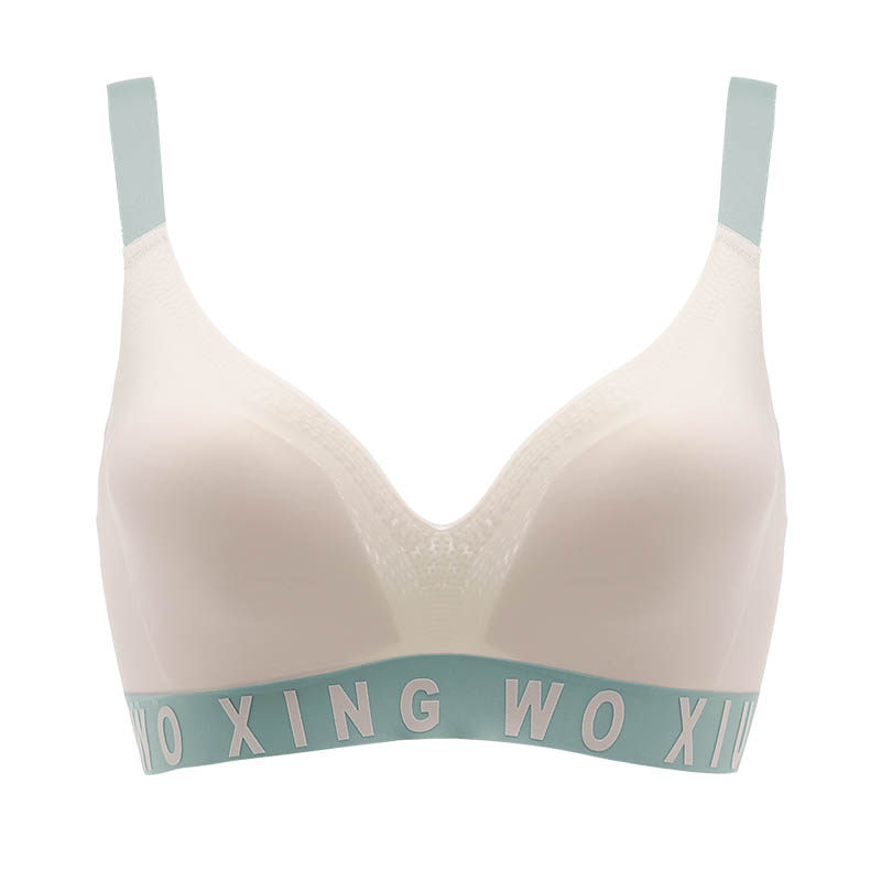 运动大胸显小夏季无钢圈一片式内衣 嫦香诗文胸