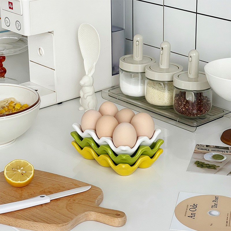 穆尼  ins高颜值鸡蛋格6格陶瓷托vlog同款收纳收纳格拍照道具厨房,淘宝优惠券,粉丝福利购,淘宝优惠卷