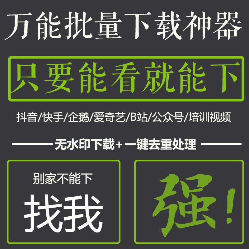 短视频批量网页下载工具淘宝哔站抖音快手小红书网课去水印去重复