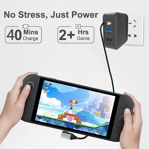 适用switch2火牛插头65W电源适配器HDMI电视投屏4K60HZ 2in1支持TV转换PD3.0快充NS2主机DOCK座充便携TV投屏 - 图0