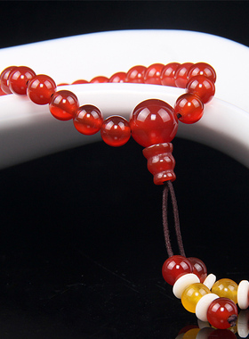 天然红玛瑙手链108颗佛珠手串女