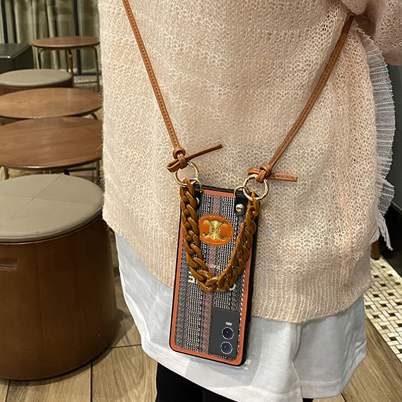 Aimak适用vivo S30promini手机壳S20保护套S18e外壳S19皮质感11s全包S16手提链条S17斜挎挂绳款iq12潮牌s15女 - 图2