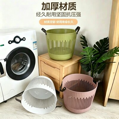T大容量脏衣篮大号家用双侧提手洗衣篮耐用度假风手提收纳桶加厚