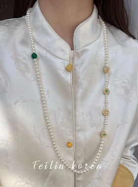 轻奢小众祖母绿玉球项链