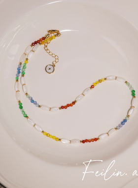 高级感轻奢彩色水晶项链