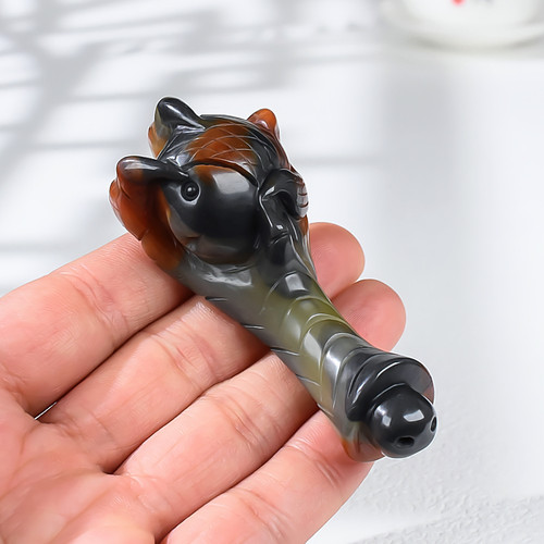 天然正品黄龙玉抓住机遇手把件精雕玉石挂件把玩件把件鹰爪鱼 - 图0