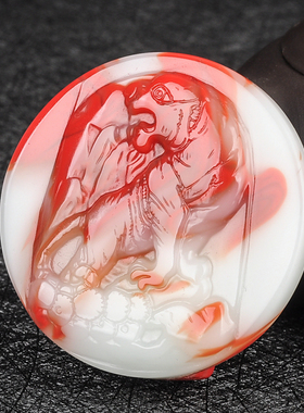 天然和田玉彩玉上山虎皮带扣