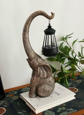 复古做旧太阳能大象灯摆件 庭院玄关桌面装饰氛围灯