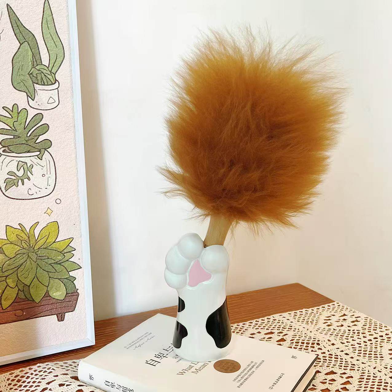 可爱猫爪收纳桶带掸子套装 高颜值桌面杂物收纳筒 创意家居摆件,淘宝优惠券,粉丝福利购,淘宝优惠卷