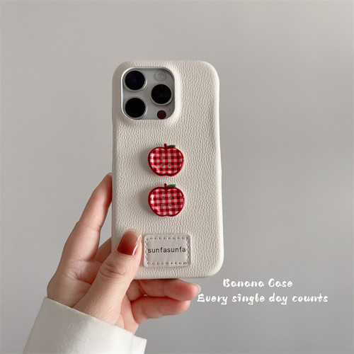 韩国ins小众趣味立体格纹纽扣半包皮质适用16promax苹果16pro手机壳iphone15新款14promax简约13/12pro保护套 - 图0