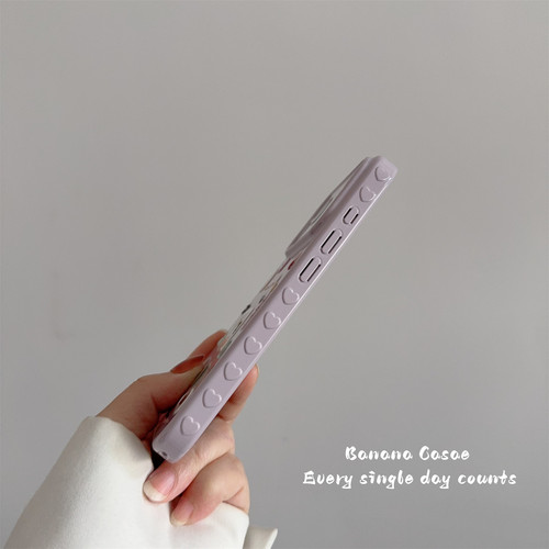 BananaCase韩国ins芋泥紫DIY可卡通贴纸适用16promax苹果17pro手机壳iPhone15爱心边框14pro新款13防摔保护套 - 图1