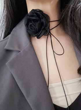 绢纱花朵晚宴系带项链锁骨链颈链
