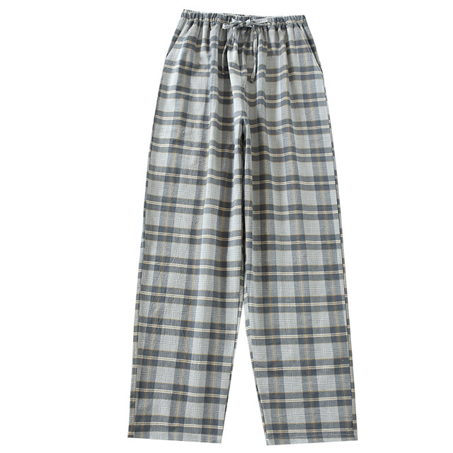 ຊັກຜ້າຝ້າຍຝ້າຍຂອງຜູ້ຊາຍ plaid trousers ວ່າງແລະບາງ
