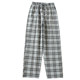 ຊັກຜ້າຝ້າຍຝ້າຍຂອງຜູ້ຊາຍ plaid trousers ວ່າງແລະບາງ
