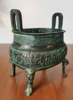 书房摆件纯铜古玩青铜鼎敬神香炉