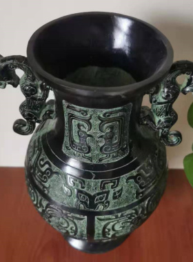 复古客厅摆件老礼品双龙凤瓶花插