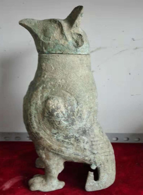 鸭形盉鸟尊仿古青铜器摆件