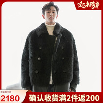 Imported fur integrated male dermis real fur coat grass jacket 2023 autumn winter new Tuscany wool coat tide