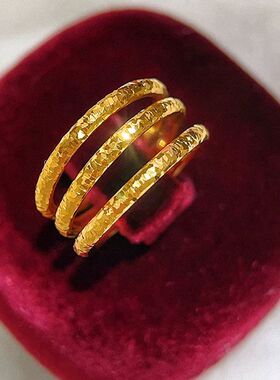 真金24电镀强保色CNC爆闪碎冰戒