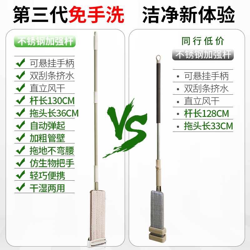 平板喷水拖把免手洗拖地神器懒人家用一拖瓷砖地墩布净干湿两用 - 图3