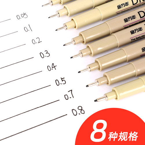 金万年绘图勾线笔套装高达针管笔防水美术专用马克描边0.4漫画0.7手绘细头0.5描线笔不晕染0.3黑色2.0mm画画 - 图1