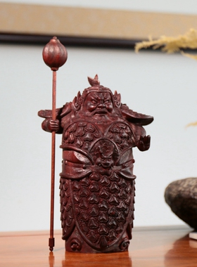 居舍小叶紫檀哼哈二将纯手工摆件