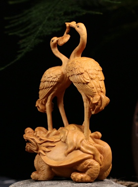居舍小叶黄杨木龟鹤遐龄祝寿摆件