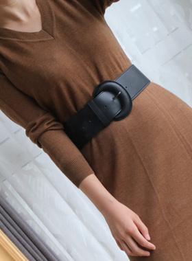 腰封FOOYOO头层牛皮女大气包扣宽