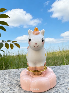 马上有钱 景德镇陶瓷转转小马摆件 办公室解压治愈新年礼物