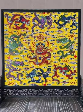 禅意新中式仿古瓷器宫廷风格瓷板画屏风家装客厅办公室摆件工艺品