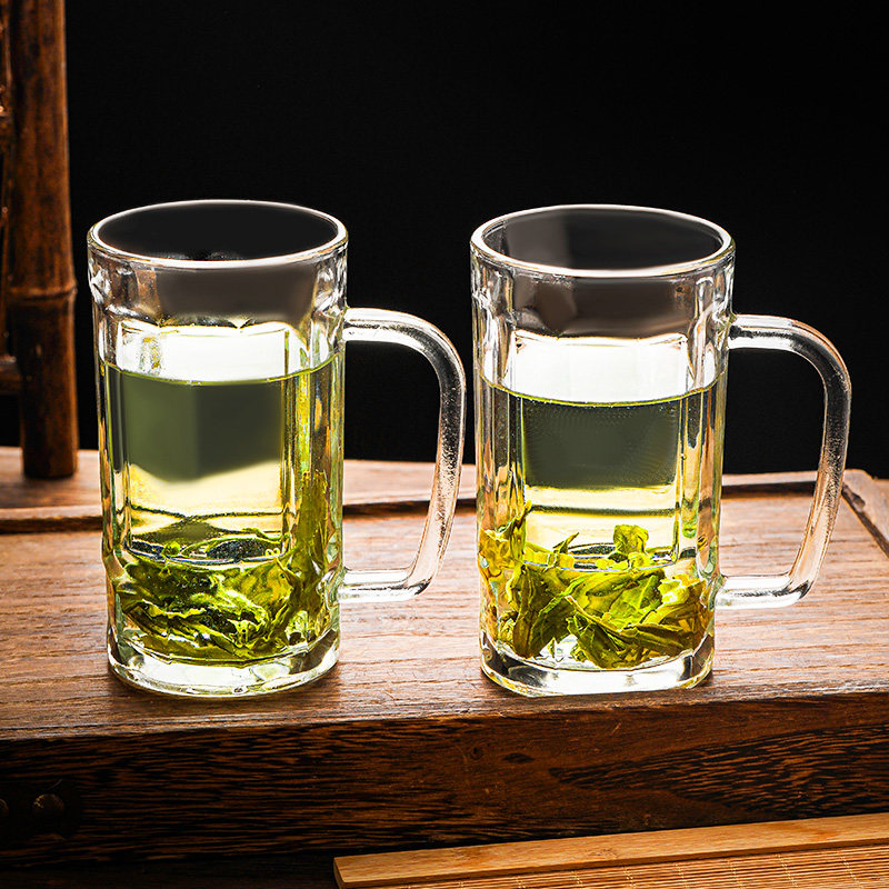 家用玻璃杯喝水杯高档带把手茶杯大容量杯子商用饮料扎啤杯啤酒杯,淘宝优惠券,粉丝福利购,淘宝优惠卷