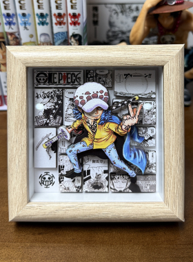 海贼王特拉法加罗红心海贼团纸艺立体画装饰画精致手工礼物摆台
