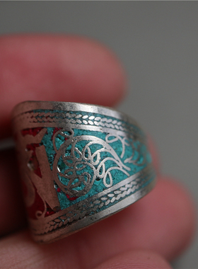 特价尼泊尔手工藏式嗡字戒指