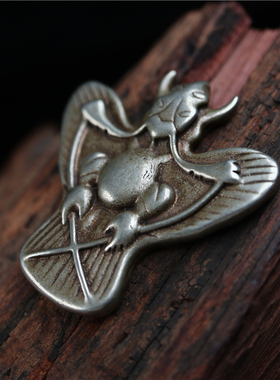 精品复刻西藏民手工白利玛铜展翅大鹏金翅鸟护身吊坠藏式包挂坠饰