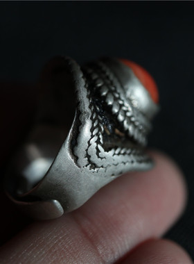 〓老〓保真包老西藏老马鞍型戒指面尾戒民族风老藏式满工戒指