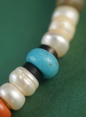 包老原创设计西藏传老珍珠搭配单圈文玩手链藏式手持盘玩腕饰手串