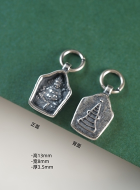 s925纯银黄财神绿度母象鼻天藏式配饰diy菩提侧挂吊坠银配件提溜
