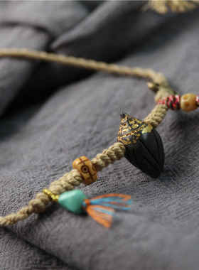 原创手编西藏式手工娘拉擦擦项坠脖挂可调节松紧锁骨链项链