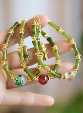 杭州灵隐橄榄玉竹节手串上岸平安好运招桃花节节高手链