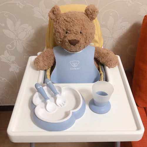瑞典BabyBjorn宝宝叉勺水杯餐盘围兜儿童防滑辅食套装婴儿餐具 - 图1