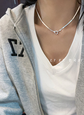 s925纯银四方蛇骨项链