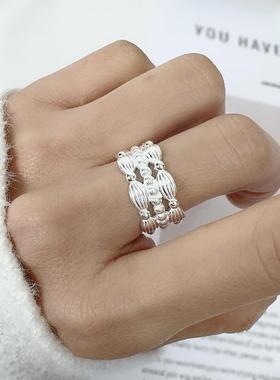 韩国丽儿925纯银小众戒指