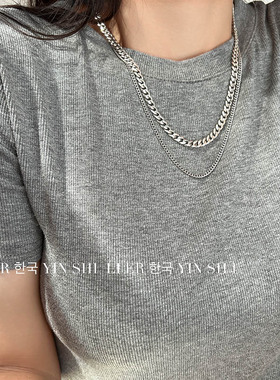 S925纯银个性简约双层单链