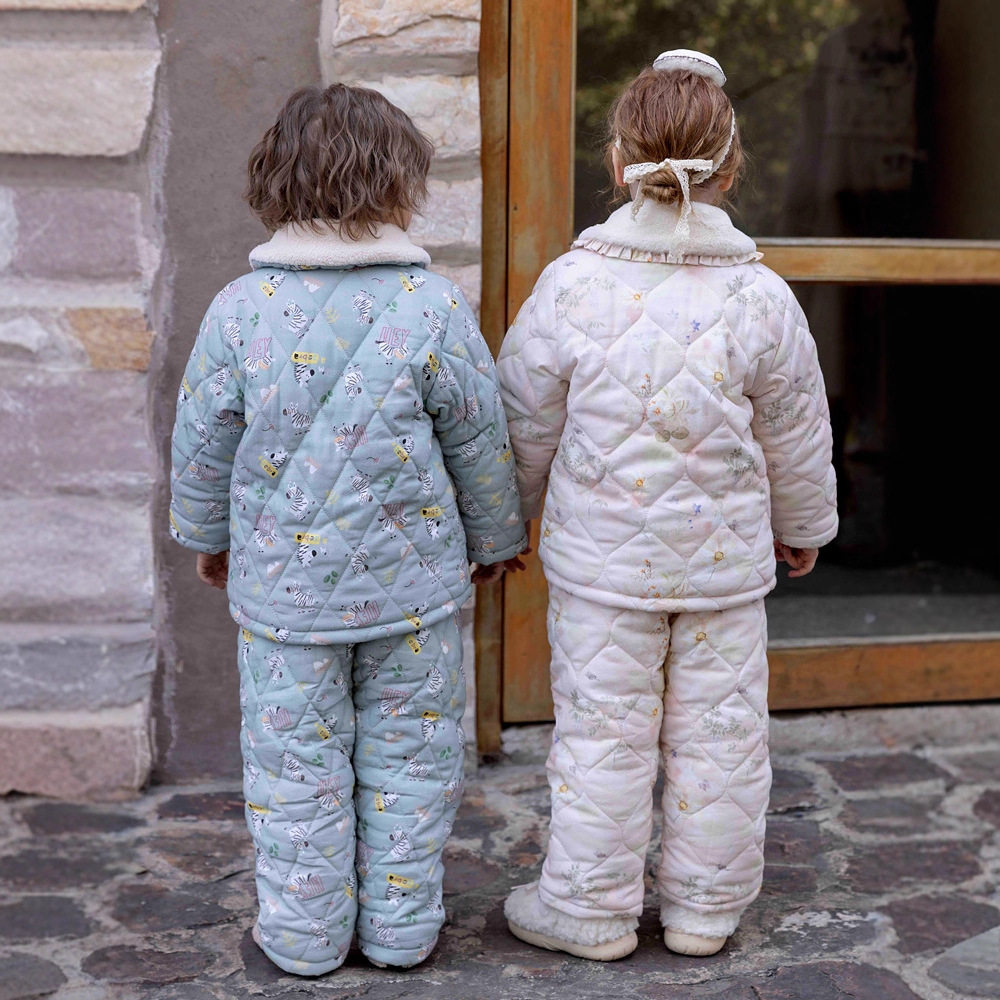 儿童三层夹棉卡通睡衣冬季女童加绒加厚家居服男童可外穿保暖,淘宝优惠券,粉丝福利购,淘宝优惠卷