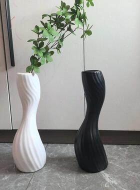 塑料北欧抽象艺术仿陶瓷玄关花插桌面装饰客厅摆件插花花瓶花盆