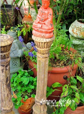 古典风做旧罗马柱烛台粗陶摆件