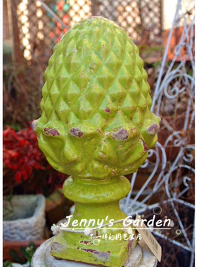 美式复古风格松果摆件 红陶上釉松果装饰 庭院饰品 店铺橱窗装饰