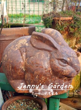 兔年吉祥 限定粗陶上釉大兔子摆件 厚重草坪装饰 外贸样品