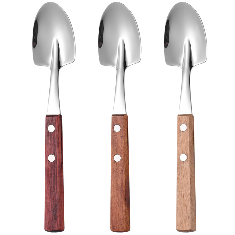 304不锈钢甜品勺子木柄铁锹勺西瓜勺水果勺炒饭雪糕勺百香果小勺,淘宝优惠券,粉丝福利购,淘宝优惠卷